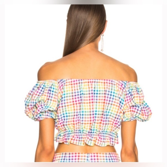 CAROLINE CONSTAS RAINBOW Bardot Crop Top - Picture 2 of 5